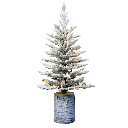3Ft Pre-Lit Flocked Arctic Fir Tree, Warm White LED Lights By Puleo International in Green | 3 ft | Michaels®